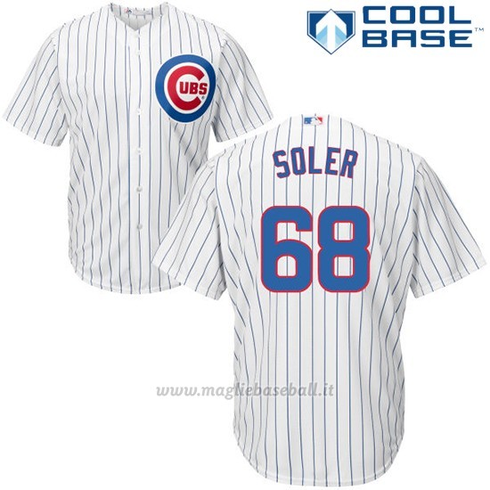 Maglia Baseball Uomo Chicago Cubs 68 Jorge Soler Bianco Autentico Collezione Cool Base